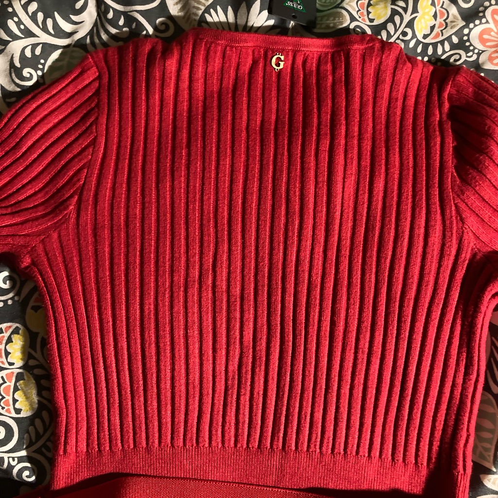 G By Guess Vibrant Red Ribbed Sweater